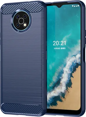 Produktbild von Nokia G50 Hülle, Carbon-Faser TPU Silikon Stoßfest Schutzhülle für Nokia G50 Blau