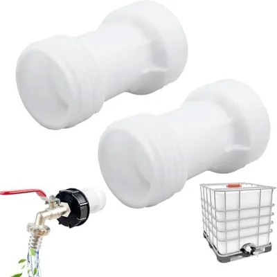 Produktbild von 4 Stück IBC Tank Zubehör S60x6 Verlängerung Distanzstück, IBC Tank Zubehör Grobgewinde, IBC Container Zubehör mit Dichtung für Regenwassertank Gartenschlauch - Weiβ