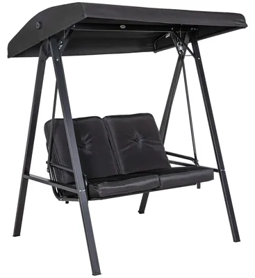 Image de Balançoire hollywoodienne 2 places 145 x 116 x 172 cm – Balançoire de jardin avec toit réglable et coussins, capacité de charge de 220 kg, pour le jardin et le balcon, noir