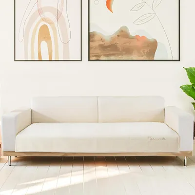 Zdjęcie produktu dla Stickte sofabezug, 90x210cm Couchbezug, 4 siedzenia, gruba sofa, Antirutsch sofahusse, ochrona mebli, cremeweiß.
