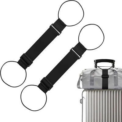 Produktbild von PolkaHome® 2 Verstellbare Gepäckriemen für Koffer – Elastische Kofferriemen mit Kunststoff-Schnalle, Gepäckgurt für Reisetasche,