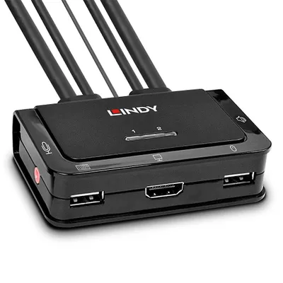 Produktbild von Lindy 42340 Tastatur/Video/Maus (KVM)-Switch Schwarz
