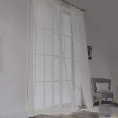 Produktbild von 2er Set 140 x 260 cm Vorhangschal Gardine Vorhang Weiß Halbtransparent - Livarno Home