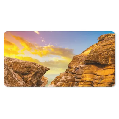Produktbild von MuchoWow® Schreibtischunterlage Felsen - Meer - Sonnenuntergang - Natur - Wasser 80x40 cm - XXL Mauspad - Gaming Mauspad