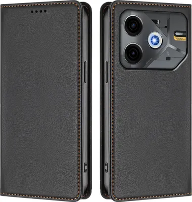 Produktbild von Handyhülle für Tecno Pova 6 Neo 4G, Kunstleder Klapphülle Stoßfeste Magnetische Hülle mit Ständer Schwarz