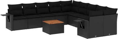 Immagine prodotto di vidaXL Set di divani da giardino da 11 pezzi con cuscini in polirattan nero