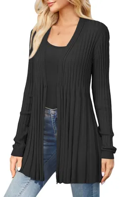 Imagen del producto de Cárdigan largo para mujer, confeccionado en mezcla de lana, con diseño de cascada