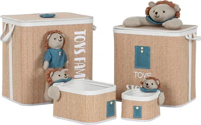Produktbild von Korb für schmutzige Wäsche Home ESPRIT grün natürlich Für Kinder 44 x 44 x 45 cm 4 Stücke