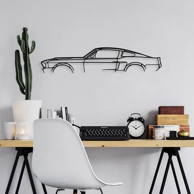 Obrázek produktu pro Wallity, 1967 Ford Mustang Shelby GT500 Silhouette, nástěnná dekorace, černá, kov, 70 x 15 cm