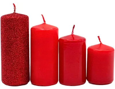Produktbild von Dekohelden24 Gestufte Stumpenkerzen, Adventskerzen, Adventskranzkerzen, in Rottö