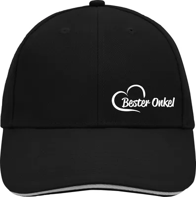 Produktbild von Huuraa Cappy Mütze Bester Onkel Herz Black/Light Grey Baumwolle 6-Panel Kappe Geschenkidee