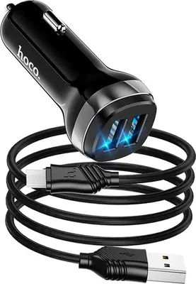 Immagine prodotto di Hoco Z40 2.4A Caricabatteria da auto Caricabatteria veloce per auto Adattatore di alimentazione 2x USB incl. cavo di ricarica Micro USB per Samsung Huawei Xiaomi