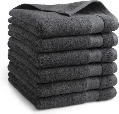Produktbild von Hotel-Handtücher 50 x 100 cm – 6er-Set, 100% Baumwolle 500 g/m², weich & saugstark, Anthrazit
