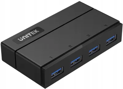 Obrázok produktu pre UNITEK Y-HB03001, USB 3.2 Gen 1 (3.1 Gen 1) Type-B, USB 3.2 Gen 1 (3.1 Gen 1) Type-A, 5000 Mbit/s, Čierna, 12 V, 2 A