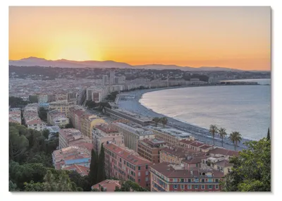 Produktbild von POSTER - 29x21 cm (A4) - Mateusz Kozłowski - Blick auf die Stadt bei Sonnenuntergang über dem Meer - Wandbild für Wohnzimmer Schlafzimmer & Flur, Modernes Poster Wanddeko, Ungerahmt