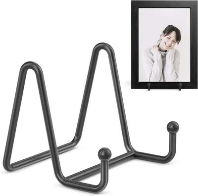 Produktbild von Tellerständer zur Präsentation - Tellerhalter-Präsentationsständer + Metallrahmen-Halterständer für Bilder, Dekoteller, Bücher, Fotostaffelei (2er-Pack)