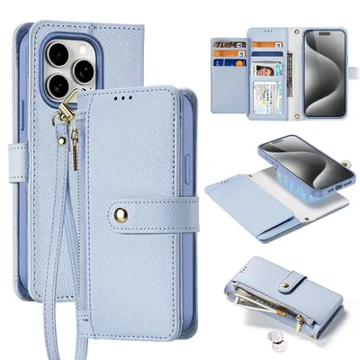 Productafbeelding van Lederen telefoonhoesje Dux Ducis, geschikt voor de iPhone 15 Pro Max, in de kleur blauw