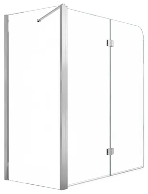 Produktbild von SucceBuy Duschwand für Badewanne 70/120x140 cm, teilrahmenlos, 6 mm Sicherheitsglas, Silber, zweiflügelige Badewannenfaltwand mit Nano-Beschichtung, 180° faltbar, 1 festes & 2 klappbare Paneele