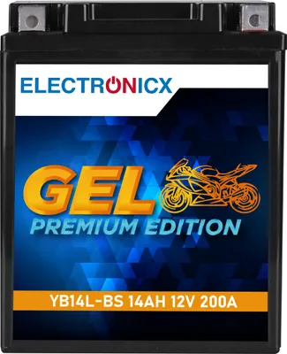Immagine prodotto di Batteria per moto Electronicx GEL 12 V 14 Ah 200 A – Sostituisce i modelli YB14L-A2, YB14L-B2, YTX14AHL-BS – Senza manutenzione e ad alte prestazioni ▶ Batteria premium 12 V senza manutenzione  Spedizione in Germania