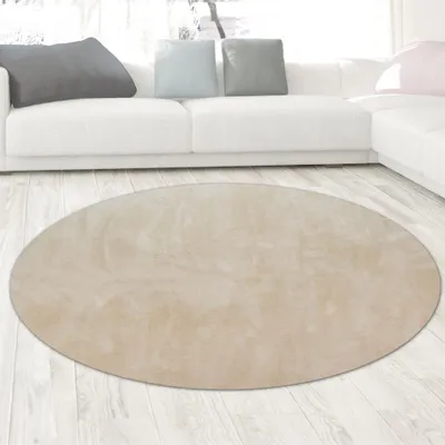 Produktbild von Teppich Shaggy Flokati Badezimmer waschbar in beige Größe - 160 cm Rund