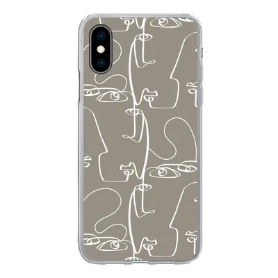 Produktbild von MuchoWow® Handyhülle Schutzhülle Hülle für iPhone X Muster - Kopf - Strichzeichnung Silikon Softcase Handy Hülle - Handyhülle