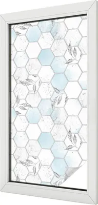Produktbild von Buntglas Fensterfolie – 100x50 cm – Stained-Glass Design – blickdichte dekorative Sichtschutzfolie – selbstklebend, UV-Schutz – Blattkacheln