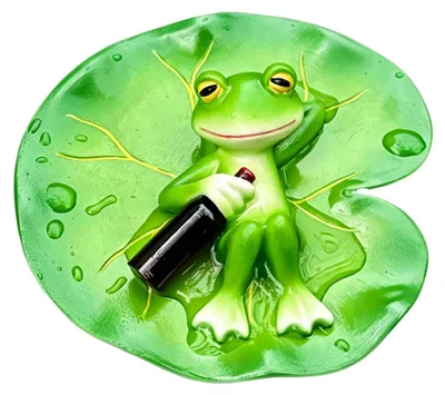 Froschfigur auf Seerosenblatt, 11×10 cm, grün, Kunstharz