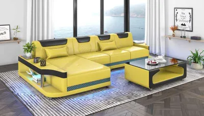 Produktbild von Eckgarnitur Ecksofa L Form Ledersofa Couch Sofa Grau Luxus Moderne Couchen