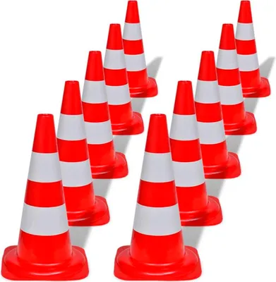Produktbild von Verkehrskegel 10 Stk. Reflektierend Rot und Weiß 50 cm