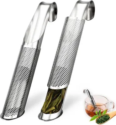 Immagine prodotto di Set infusore in 2 pezzi, colino fine per tè sfuso, infusore in acciaio inossidabile con manico lungo, per tè sfuso, caffè, spezie ed erbe aromatiche.