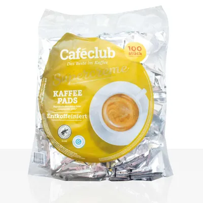 Produktbild von Cafeclub Kaffee-Pads Supercreme entkoffeiniert - 100 Stk einzeln verpackt, Pad für zb Senseo, koffeinfrei