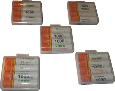 Produktbild von vhbw 20x AAA Micro Akku kompatibel mit Panasonic KX-TG6521, KX-TG6522, KX-TG6591 schnurlos Festnetz Telefon (1000 mAh, 1,2 V, NiMH) Orange Weiß