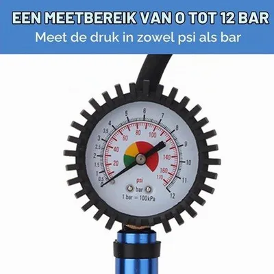 Productafbeelding van Bandenpomp met Manometer, 12 Bar Zelfklemmend Bandenspanningspistool Bandenpomp Luchtgereedschap Luchtcompressor Bandenpompbevestiging