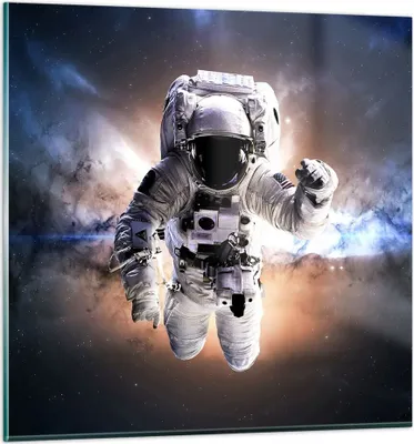 Produktbild von Bilder auf glas - Astronaut Erde Raum - 60x60cm - Glasbilder - Wandbilder - Kunstdruck - zum Aufhängen bereit - Wanddekoration aus Glas - Glas Bilder - Wandbild auf Glas - Einteilig - GAC60x60-2848