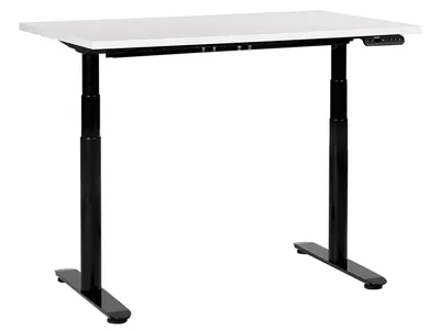 Obrázek produktu pro BELIANI Výškově nastavitelný psací stůl bílá deska stolu černý ocelový rám 120 x 72 cm elektrické nastavení výšky moderní kanceláře