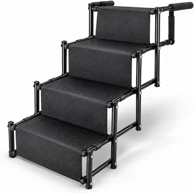 Produktbild von HomePetWorld Hundetreppe Auto, klappbare Einstiegshilfe, 4 Stufen Schwarz