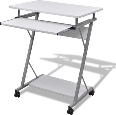 Immagine prodotto di Scrivania per computer Carrello per computer Tavolo per ufficio Tavolo per laptop su rotelle bianco