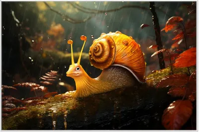 Produktbild von Wallario Wandbild Schnecke auf Ast, Größe: 61 x 91,50 cm, Poster mit weißem Aluminiumrahmen