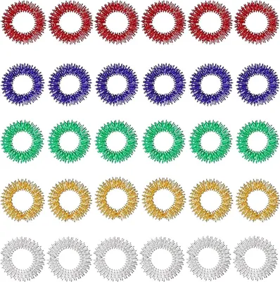 Produktbild von 30 Stück Akupressur Ring Set, Finger Massageringe zur Stressreduzierung & Förderung der Durchblutung