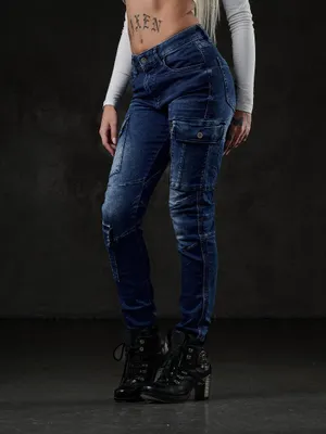 Produktbild von WD531 Slim Fit Damen-Jeanshose mit Cargotaschen