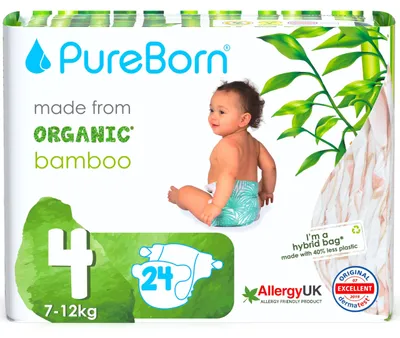 Zdjęcie produktu dla Ekologiczne pieluchy bambusowe, rozmiar 4 (7-12 kg), 24 sztuki