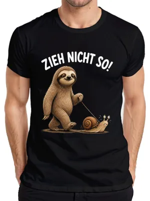 Produktbild von Zieh nicht so Faultier Schnecke lustig Geschenk Geburtstag Herren T-Shirt Faultier, Schwarz, L