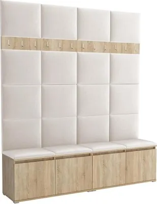 Produktbild von Garderoben-Set Noris II, gepolsterte Garderobe mit Sitzbank, Flurmöbel mit Wandpaneelen, Haken und Stauraum (Farbe: Anthrazit + Trinity 01)