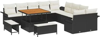 Produktbild von "SALE 2026" Gartensofa-set mit Kissen 13er Set,multifunktional& Moderne - Schwarz Poly-Rattan - Gartenmöbelset DE3373156
