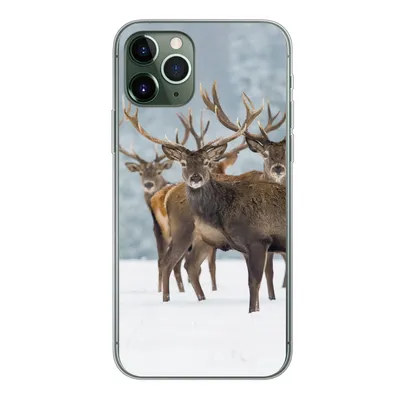 Produktbild von MuchoWow® Handyhülle Schutzhülle Hülle für iPhone 11 Pro Hirsche - Tiere - Schnee - Winter - Landschaft - Natur Silikon Softcase Handy Hülle - Handy