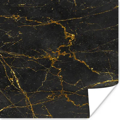 Produktbild von MuchoWow® Poster Marmor - Schwarz - Gold 50x50 cm - Wohnzimmerdekoration