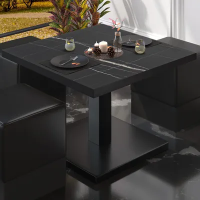 Produktbild von BM | Bistro Loungetisch | B:T:H 60 x 60 x 41 cm | Schwarz Marmor / Schwarz | Bistro Tisch Loungetisch
