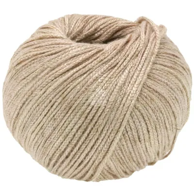 A single ball of beige yarn.