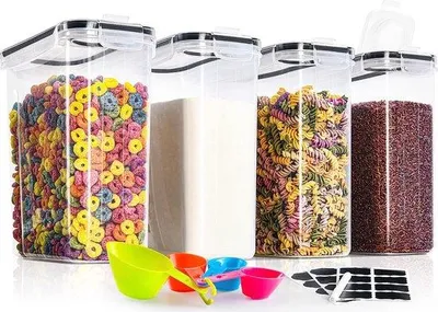 Immagine prodotto di Contenitori per alimenti Famanu, capacità 4 litri, confezione da 4, contenitori ermetici in plastica con coperchio