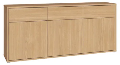 Zdjęcie produktu dla Forte Alice Springs, minimalistyczna komoda o szerokości 180 cm, wyposażona w 3 drzwi z systemem otwierania push-to-open